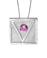 Sterling Silver Gay Pride Symbol Pendant With Pink Crystal